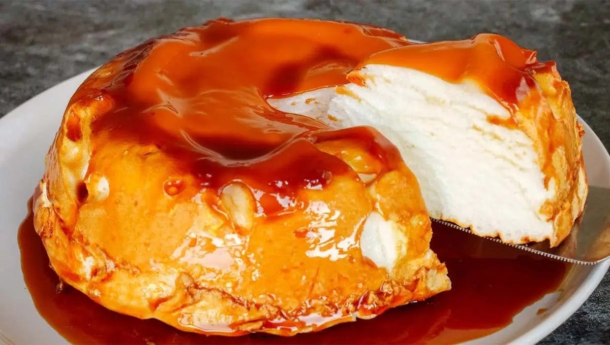 Nuvem caramelada, sobremesa de 2 ingredientes que derrete na boca, sem leite condensado, sem gelatina