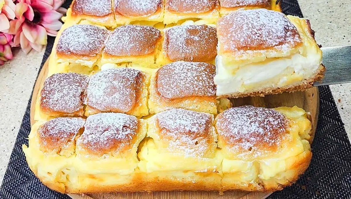 Torta de creme com cottage, massa levinha e super recheada, tão fácil que não precisa de batedeira nem liquidificador!